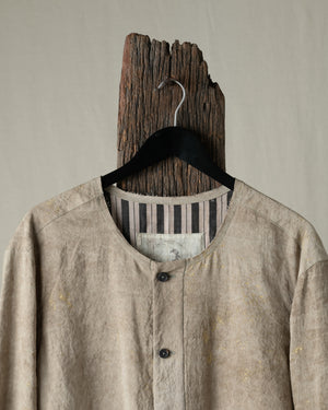 Gold Leaf Collarless Patchwork Shirt