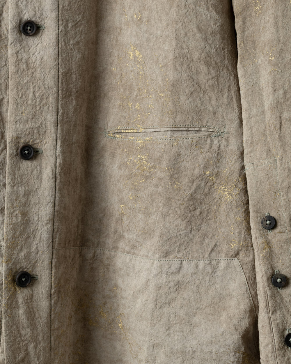 Gold Leaf Collarless Patchwork Shirt