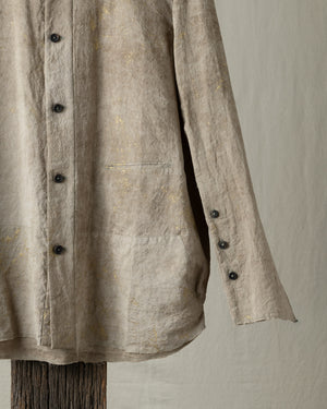 Gold Leaf Collarless Patchwork Shirt