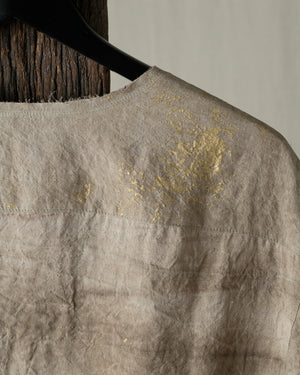 Gold Leaf Collarless Patchwork Shirt