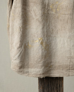 Gold Leaf Collarless Patchwork Shirt
