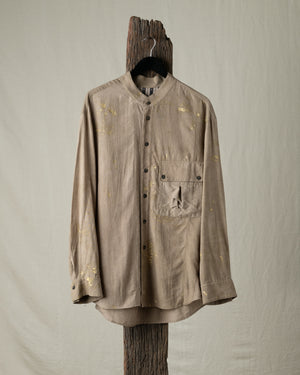 Gold Leaf Mandarin Collar Pocket Shirt