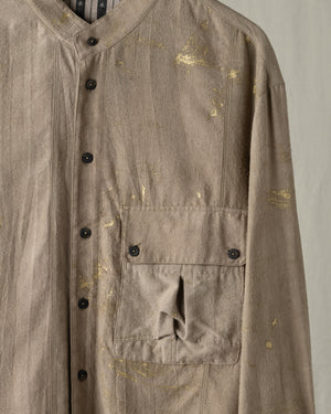 Gold Leaf Mandarin Collar Pocket Shirt