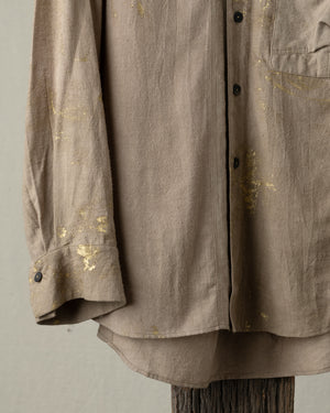 Gold Leaf Mandarin Collar Pocket Shirt