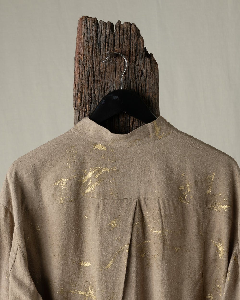 Gold Leaf Mandarin Collar Pocket Shirt