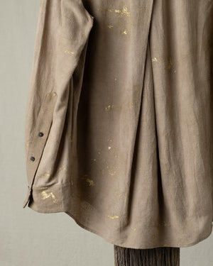 Gold Leaf Mandarin Collar Pocket Shirt