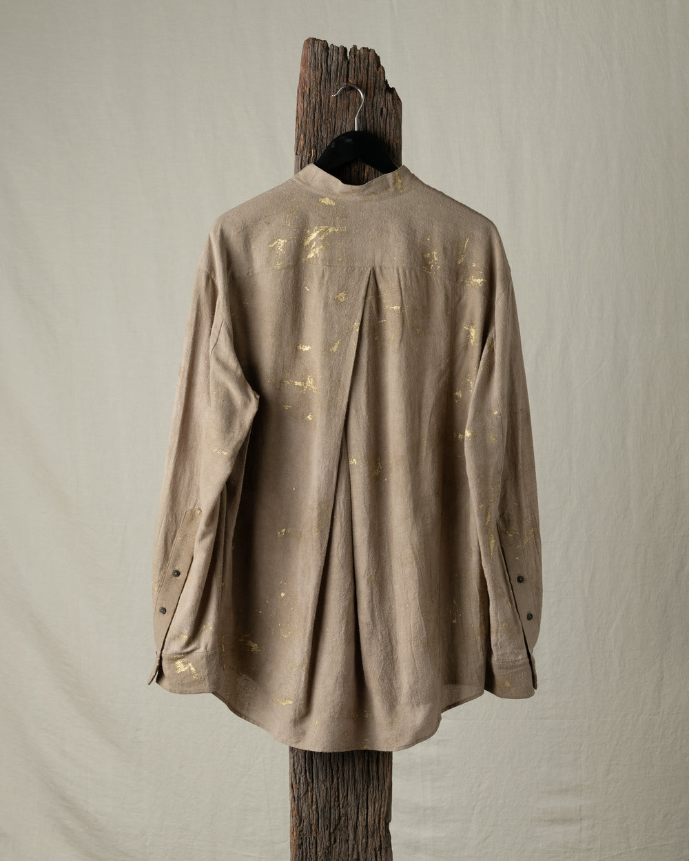 Gold Leaf Mandarin Collar Pocket Shirt