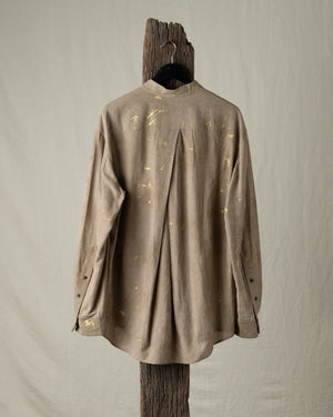 Gold Leaf Mandarin Collar Pocket Shirt