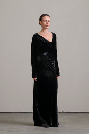 Velvet Wrap Blouse Black