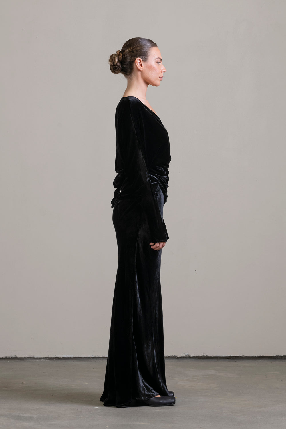 Velvet Wrap Blouse Black