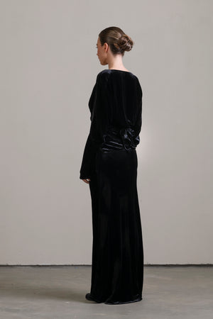 Velvet Wrap Blouse Black