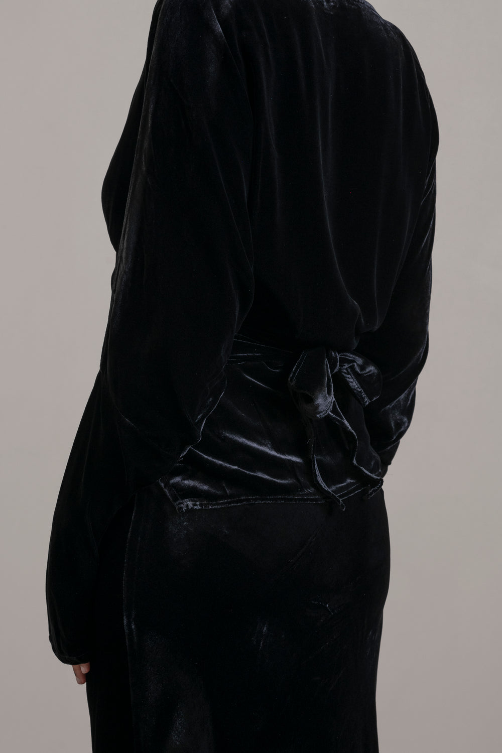 Velvet Wrap Blouse Black