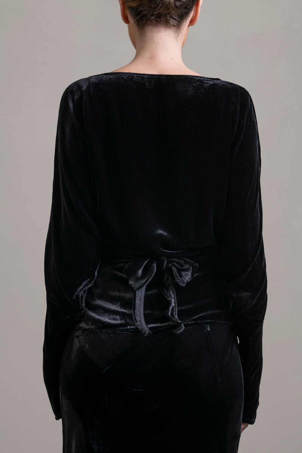 Velvet Wrap Blouse Black
