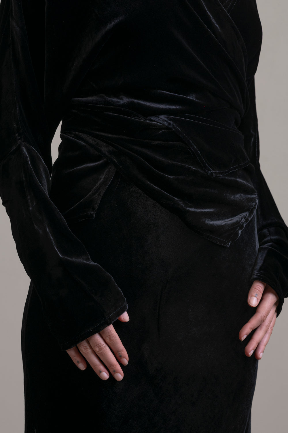 Velvet Wrap Blouse Black