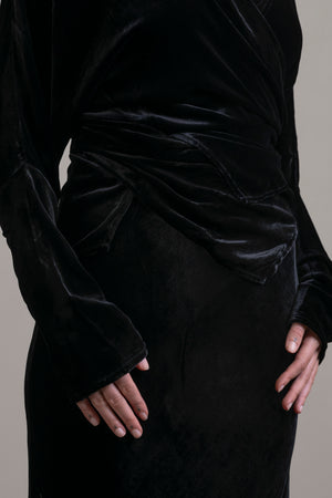 Velvet Wrap Blouse Black