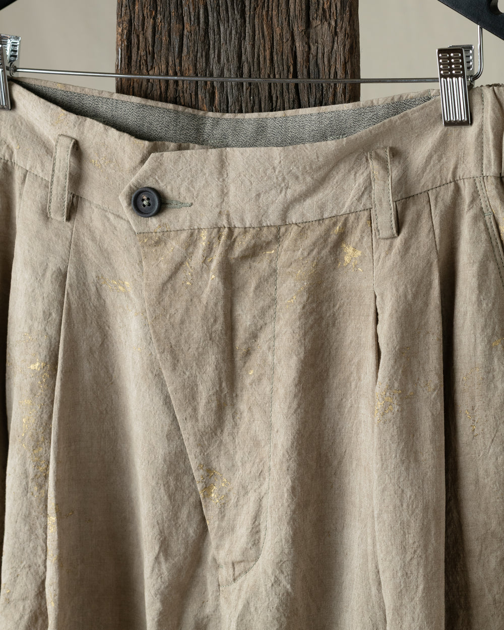 Gold Leaf Drop Crotched Pleated Trousers