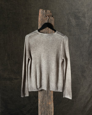 Woman Hand-Painted V Neck Light Cashmere Pullover Carruba / Taupe