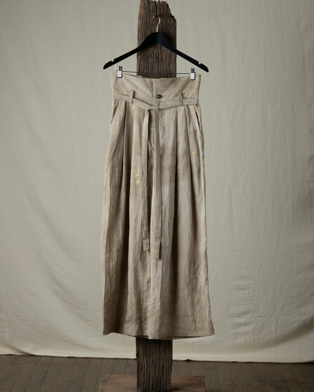 Gold Leaf High Waist Belted Trousers