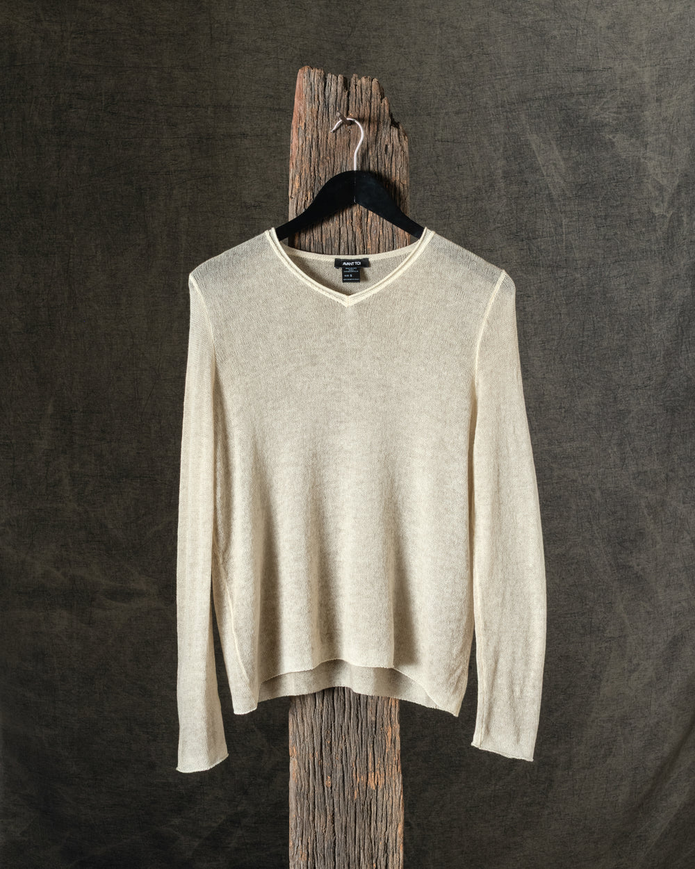 Woman Hand-Painted V Neck Light Cashmere Pullover Burro / Taupe