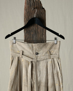 Gold Leaf High Waist Belted Trousers
