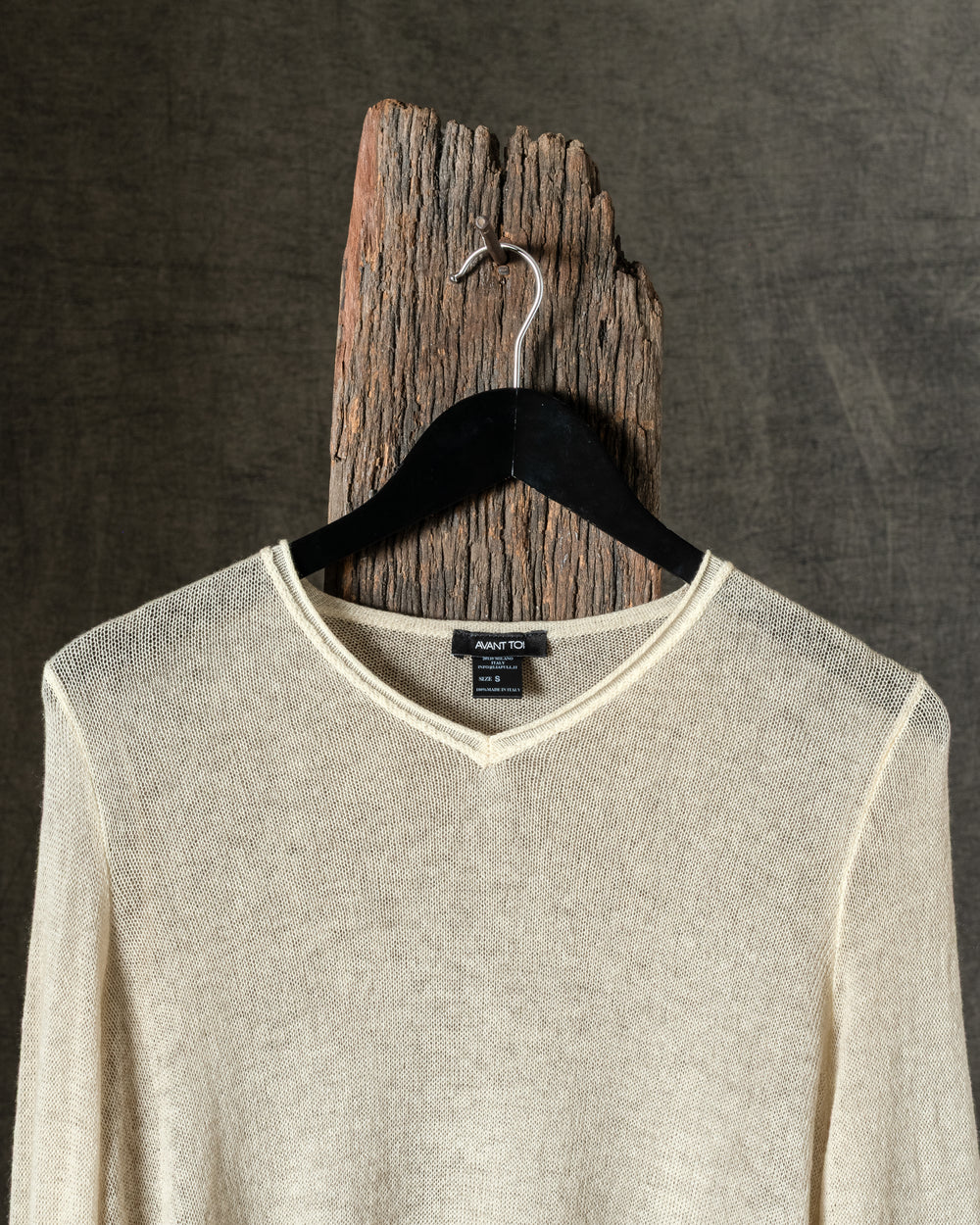 Woman Hand-Painted V Neck Light Cashmere Pullover Burro / Taupe