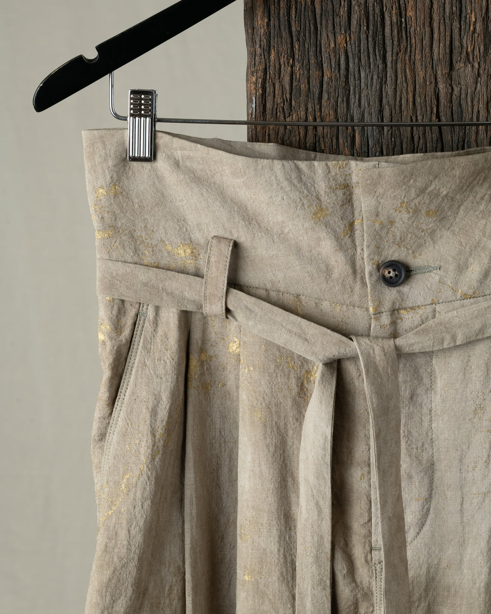 Gold Leaf High Waist Belted Trousers