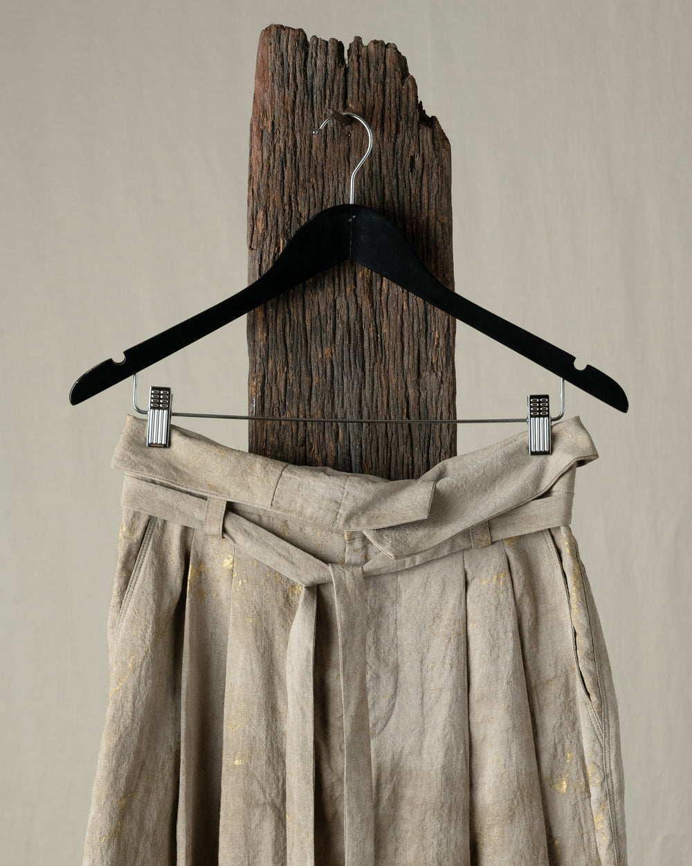 Gold Leaf High Waist Belted Trousers
