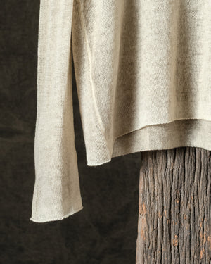 Woman Hand-Painted V Neck Light Cashmere Pullover Burro / Taupe