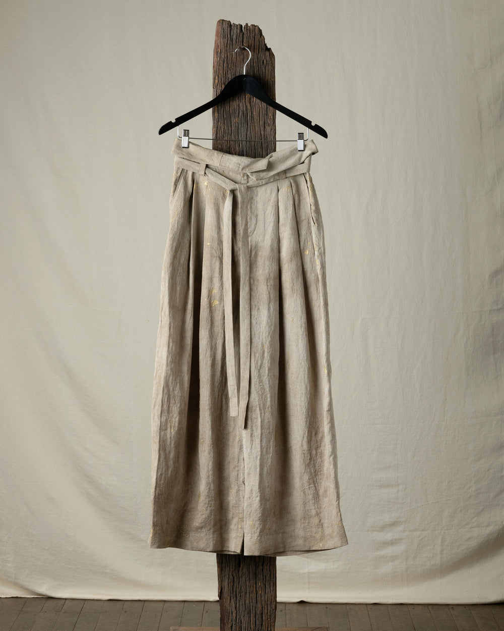 Gold Leaf High Waist Belted Trousers