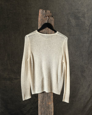 Woman Hand-Painted V Neck Light Cashmere Pullover Burro / Taupe