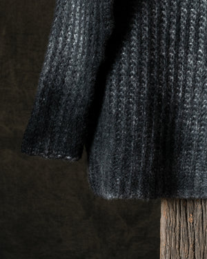 Woman Hand-Painted Corn Cob Stitch High Neck Pullover N/Nero