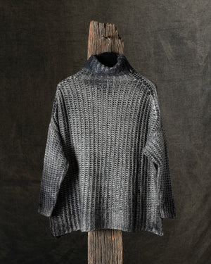 Woman Hand-Painted Corn Cob Stitch High Neck Pullover N/Carruba