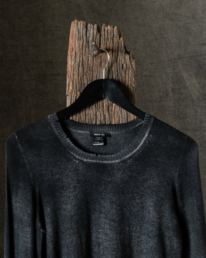 Woman Hand-Painted Reversible Round Neck Pullover w/ Destroyed Edges N/Nero