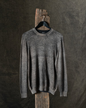 Man Hand Painted Light Cashmere Round Neck Reversible Pullover N/Taupe