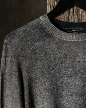 Man Hand Painted Light Cashmere Round Neck Reversible Pullover N/Taupe