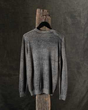 Man Hand Painted Light Cashmere Round Neck Reversible Pullover N/Taupe