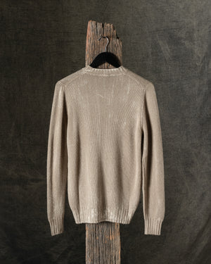 Man Tonal Effect Cashmere Off Gauge Round Neck Pullover Taupe