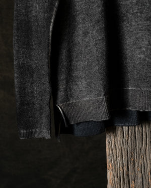 Woman Hand-Painted Boat Neck Boxy Pullover w/ Slits N/Carruba