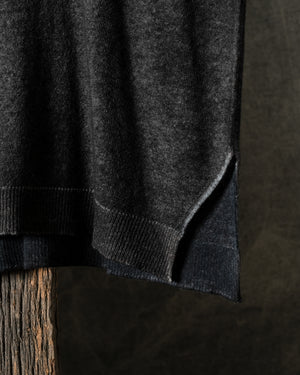 Woman Hand-Painted Boat Neck Boxy Pullover w/ Slits N/Carruba