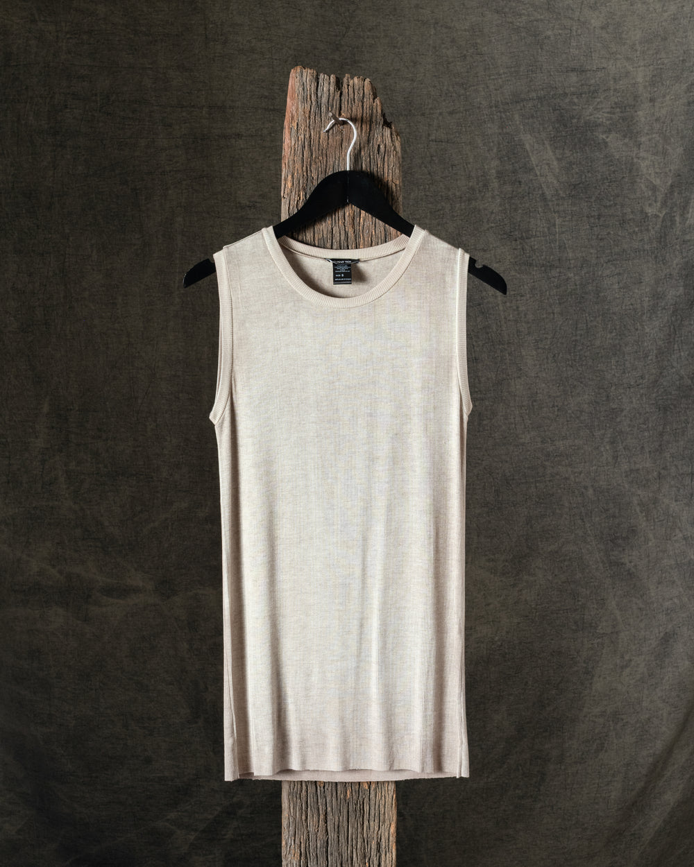 Woman Hand-Painted Ribbed Micromodal Round Neck Tank Top Taupe