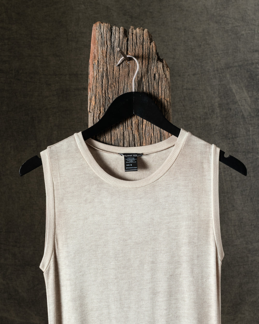 Woman Hand-Painted Ribbed Micromodal Round Neck Tank Top Taupe