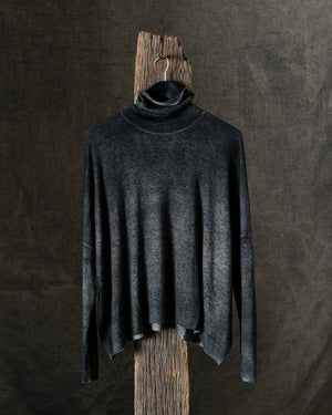 Woman Hand-Painted Ultralight Cashmere Wool High Neck Pullover N/Nero