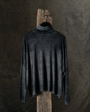 Woman Hand-Painted Ultralight Cashmere Wool High Neck Pullover N/Nero