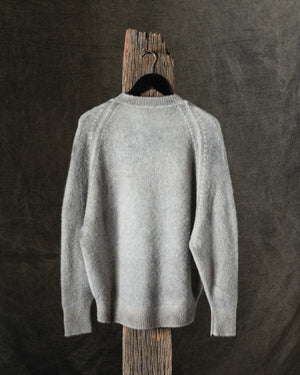 Man Hand Painted Brushed Cashmere Round Neck Pullover w/ Raglan Sleeves N/Taupe