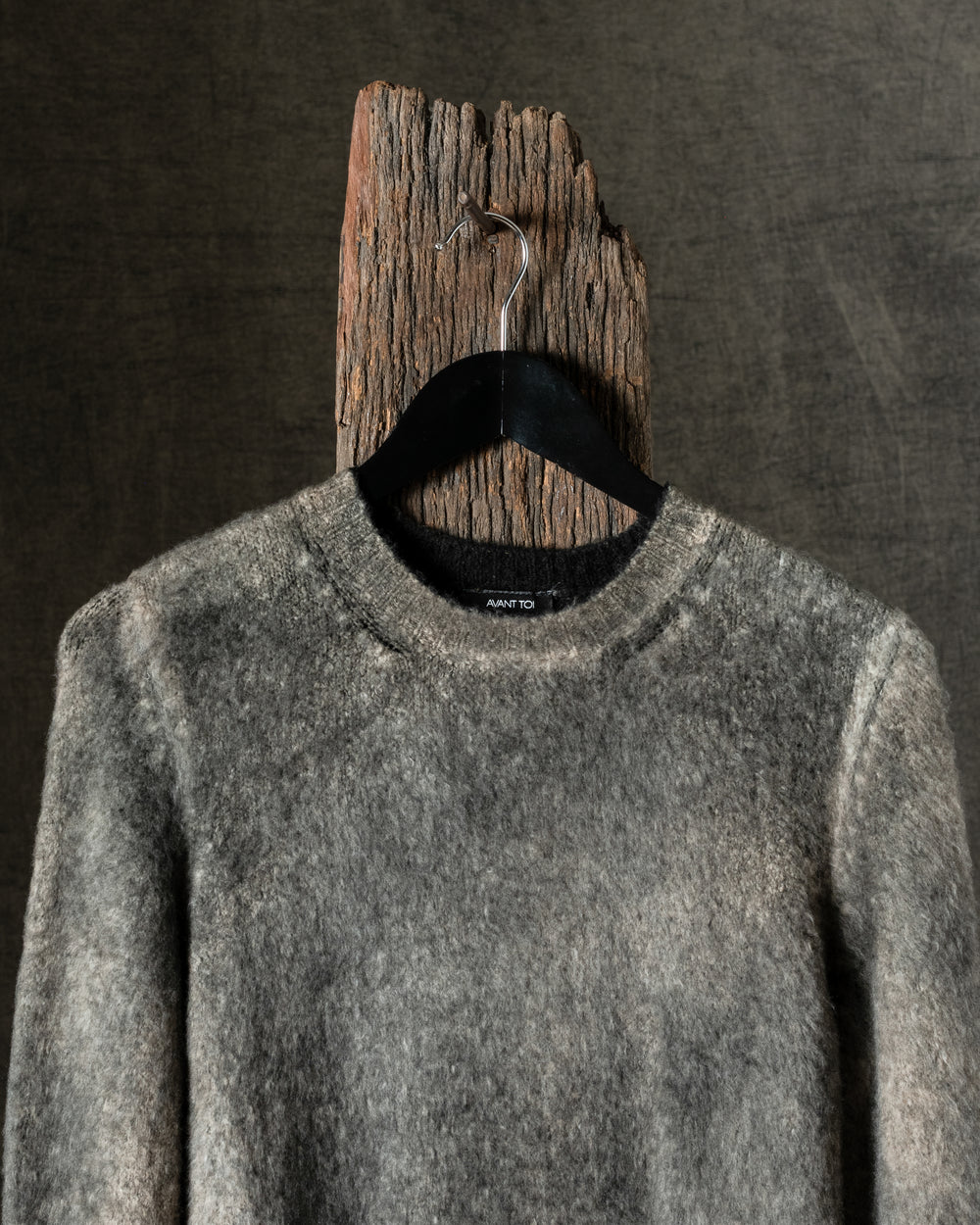 Man Hand Painted Brushed Cotton Round Neck Pullover N/Taupe