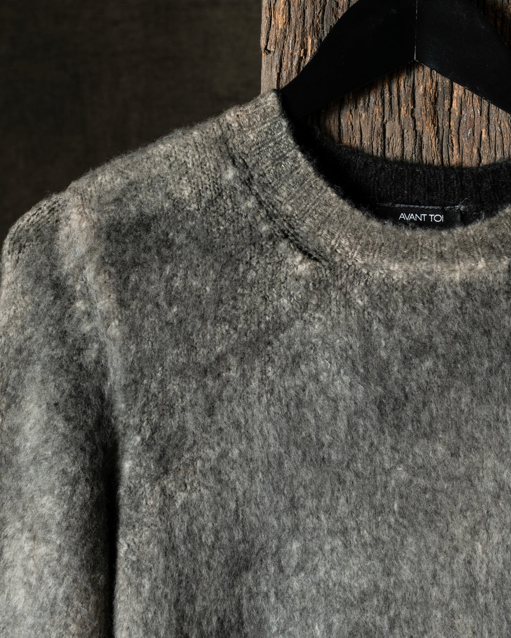 Man Hand Painted Brushed Cotton Round Neck Pullover N/Taupe