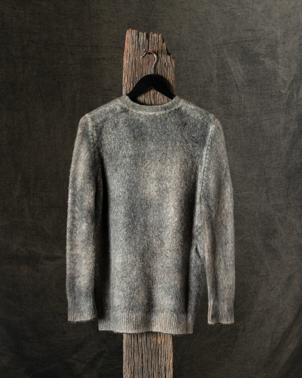 Man Hand Painted Brushed Cotton Round Neck Pullover N/Taupe