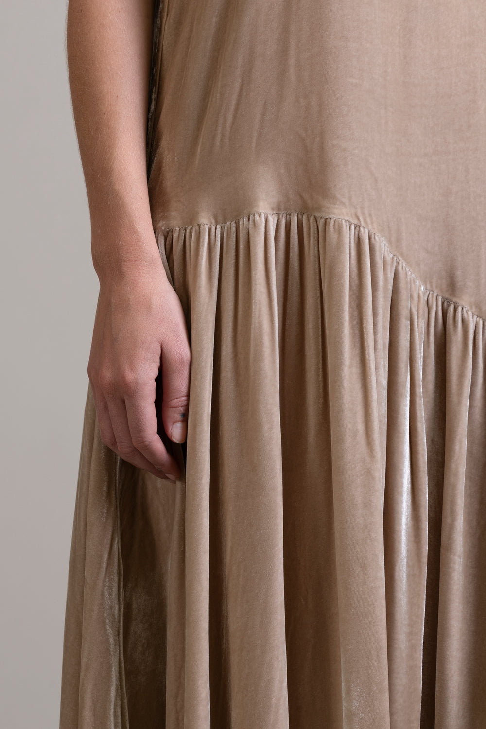 Velvet Halter Dress Stone