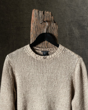 Woman Hand-Painted Round Neck Pullover w/ Destroyed Edges Taupe