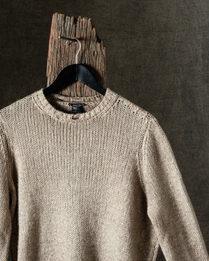 Woman Hand-Painted Round Neck Pullover w/ Destroyed Edges Taupe